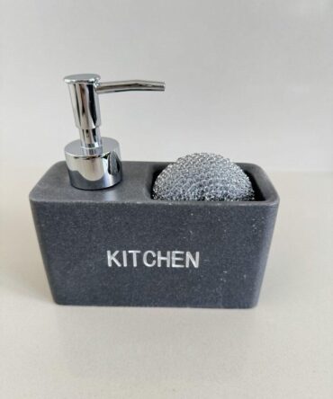 Dispenser con porta esponja Kitchen Gris